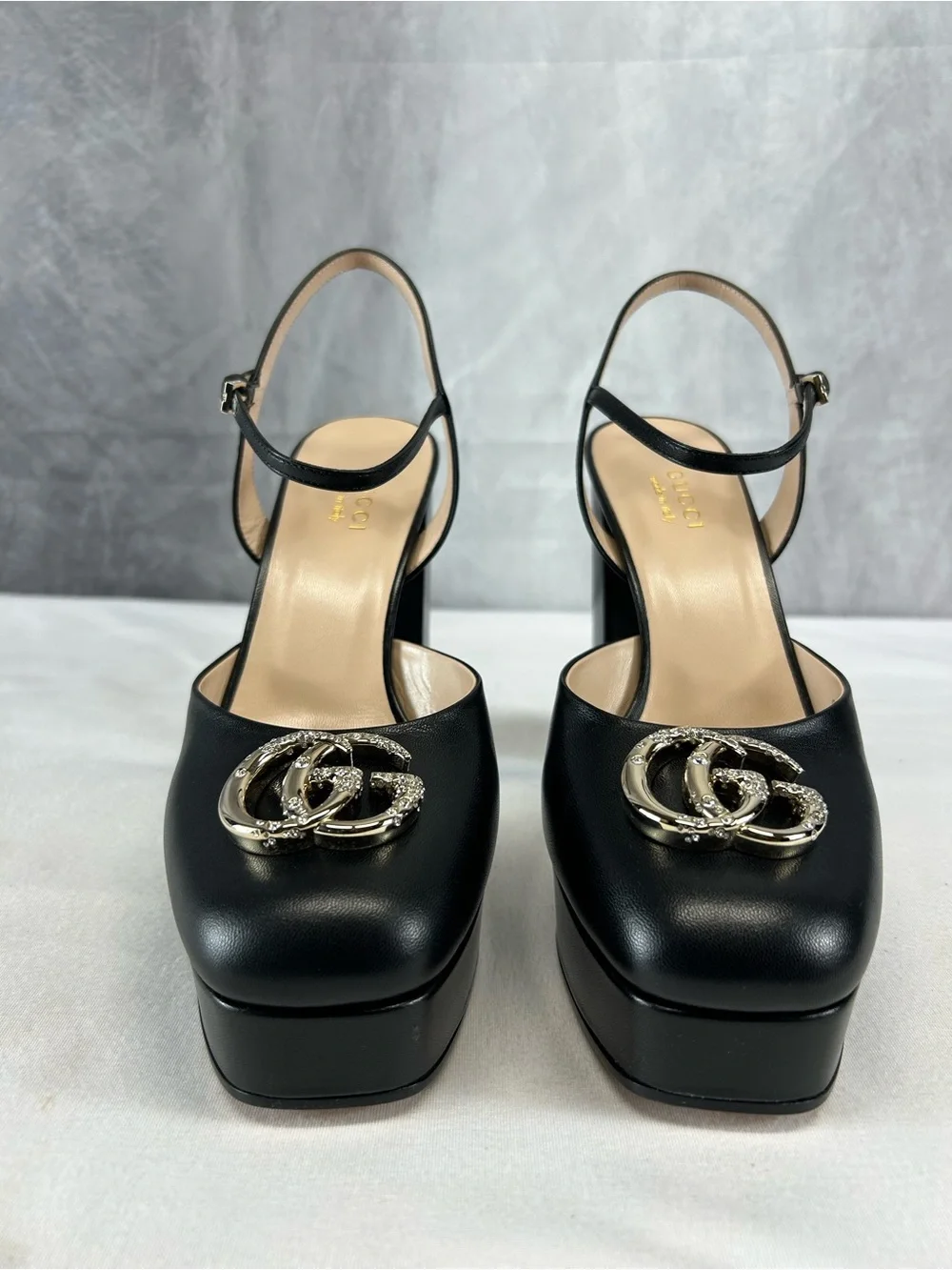 Gucci Double G leather platform pumps